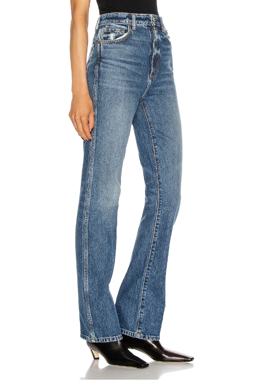 $540 Khaite Danielle 25 Lincoln Jeans High Rise Straight Leg Blue 100% Cotton